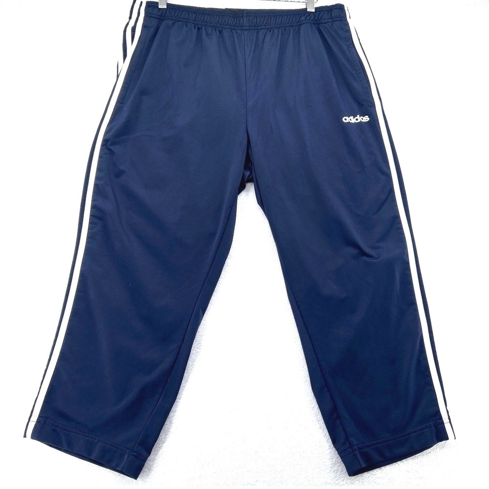 Adidas‎ Mens Track Pants 2XL(short) Navy Blue 3-Stripe Zip Pockets Active Wear